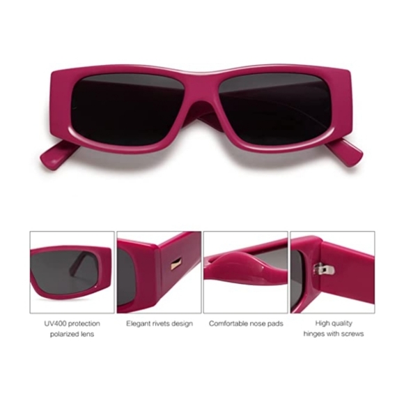 ?New Pink Rectangle Polarized Sunglasses Fashion Trendy Narrow Square main image 3